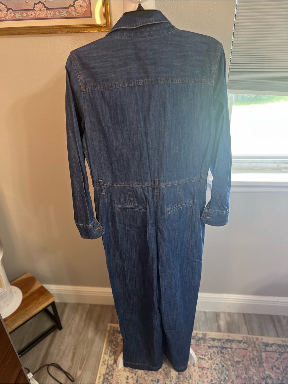 TALBOTS Denim Jumpsuit Medium Pockets Button Down Long Sleeve - Picture 11 of 15